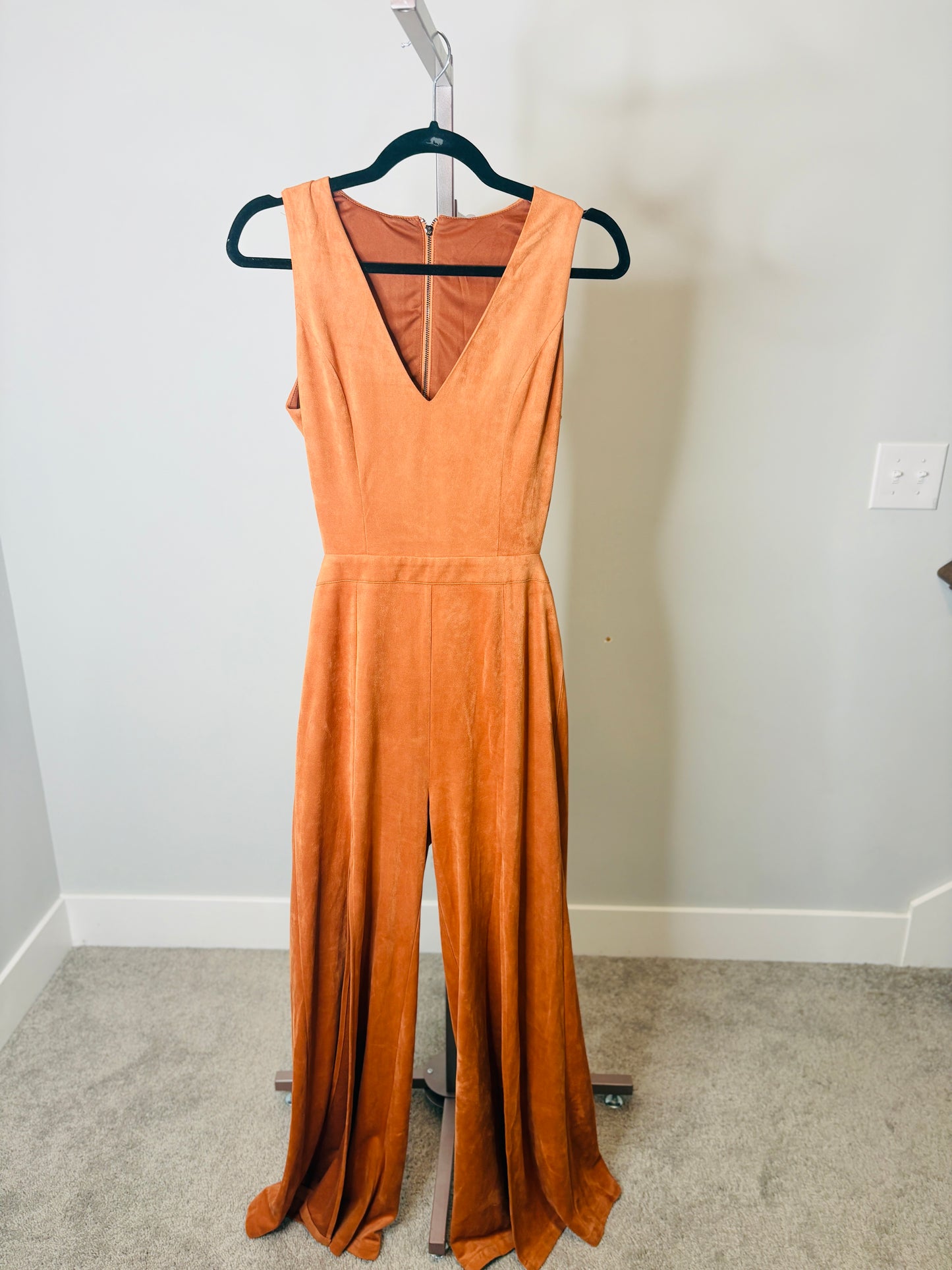 Burnt Orange Suede Jumpsuit