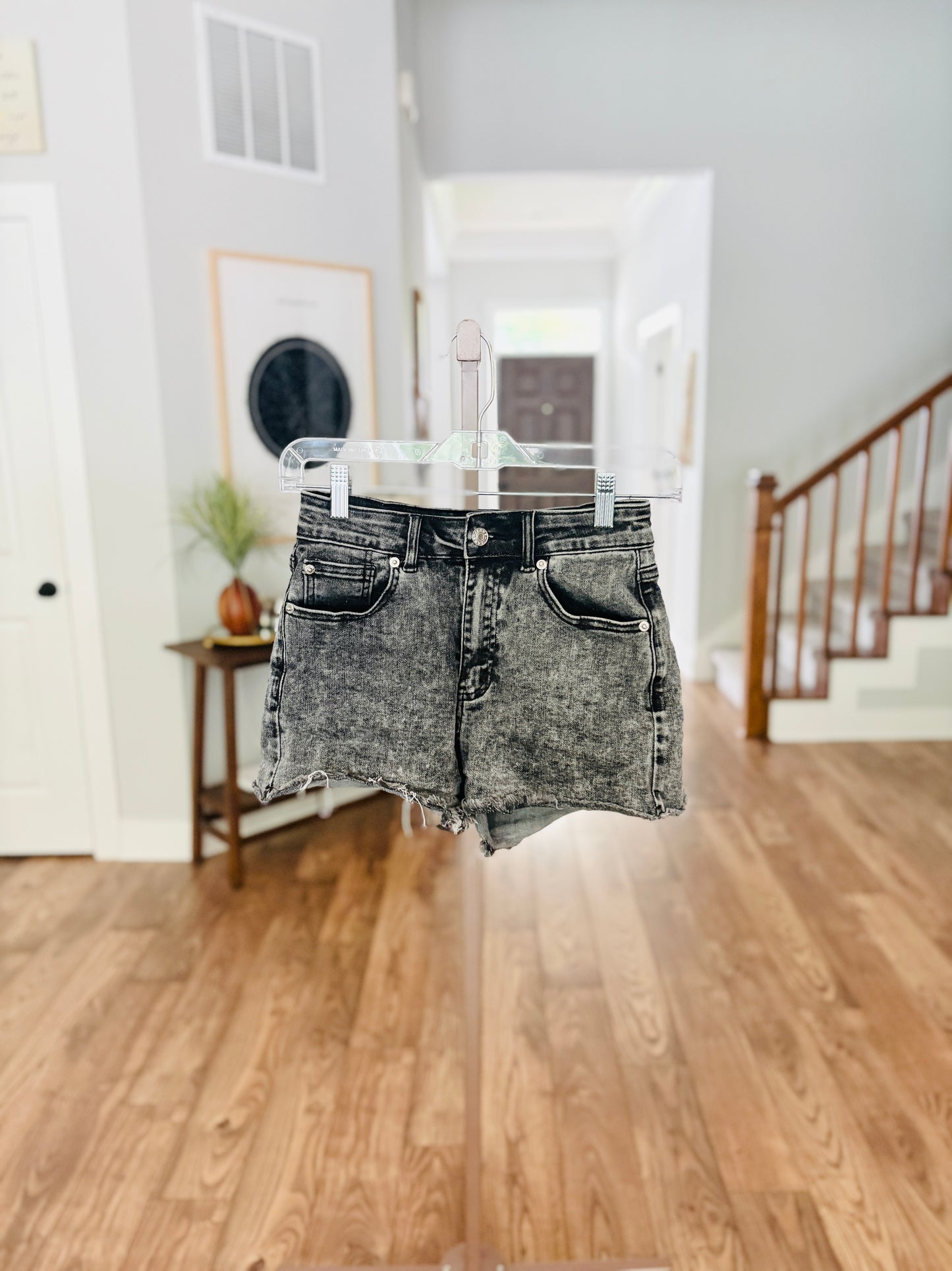 Black Distressed Jean Shorts