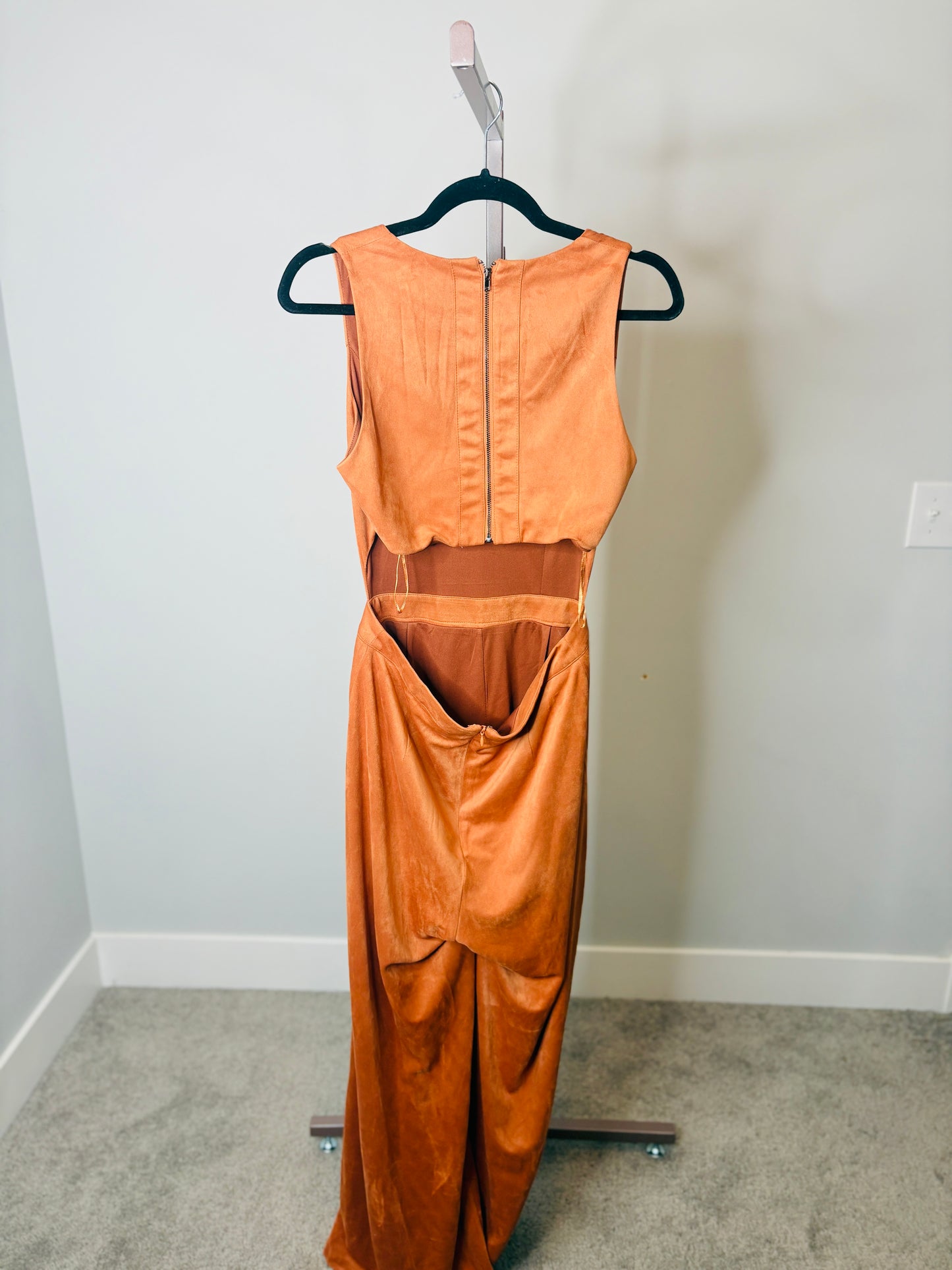 Burnt Orange Suede Jumpsuit