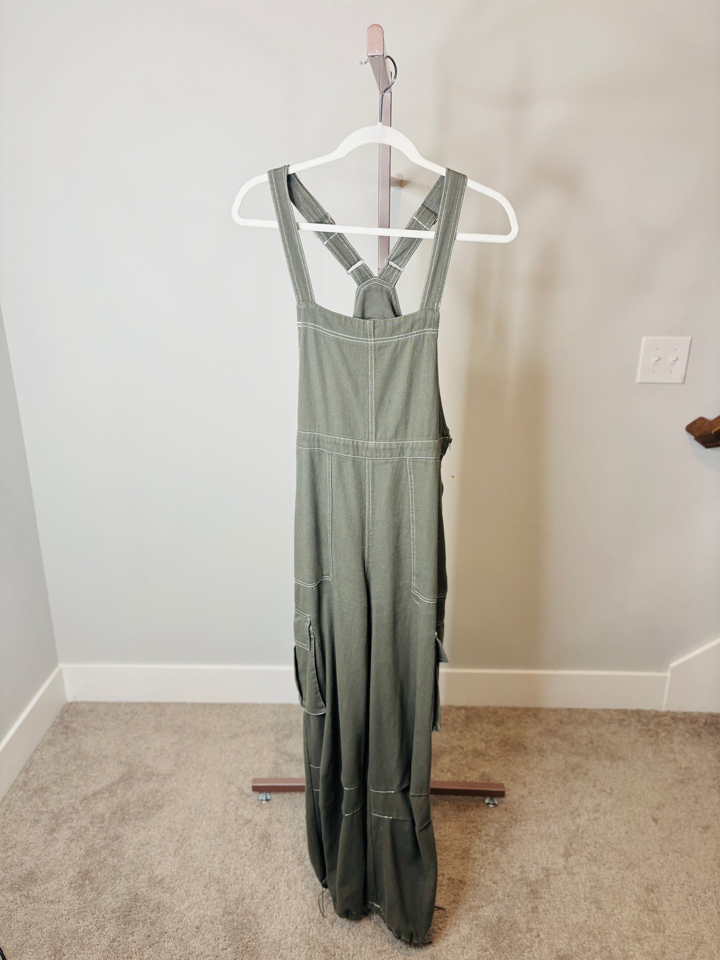 Dark Green Cargo Overalls