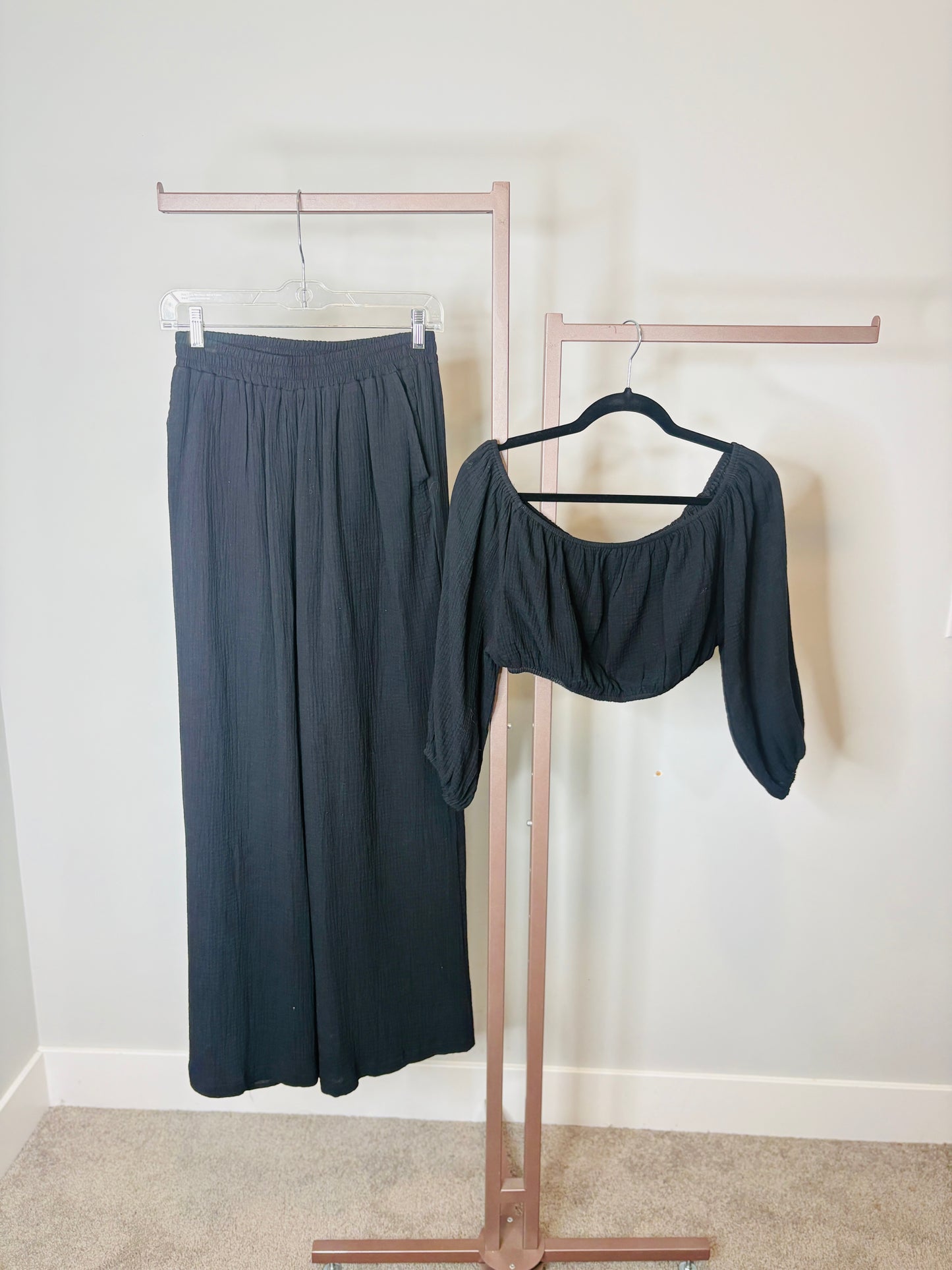 Black Linen Pants and Top Set