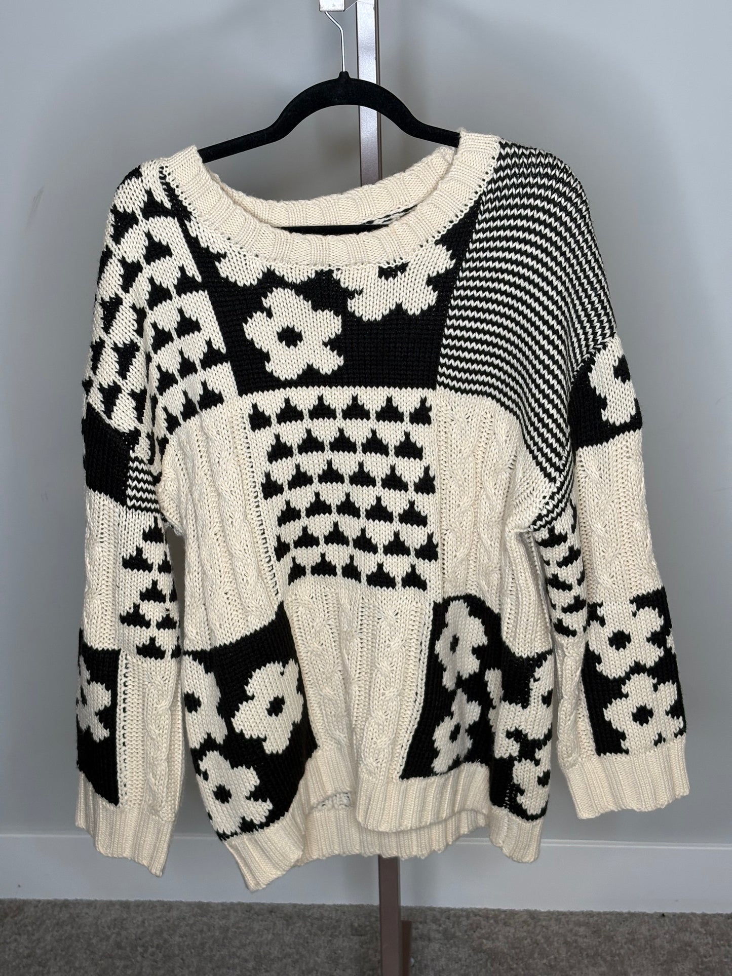 black and ivory sweater