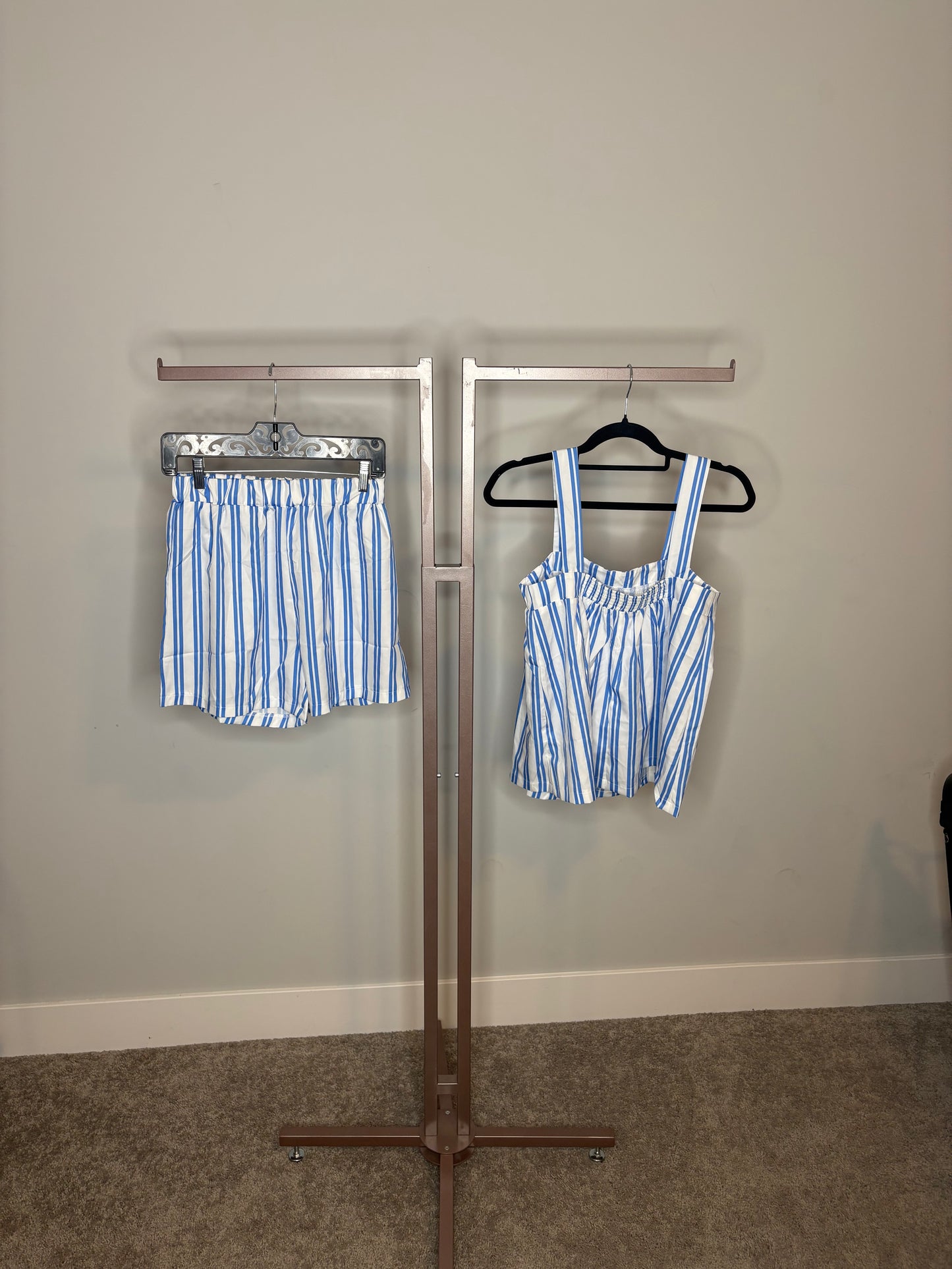 Light blue and White short and top set