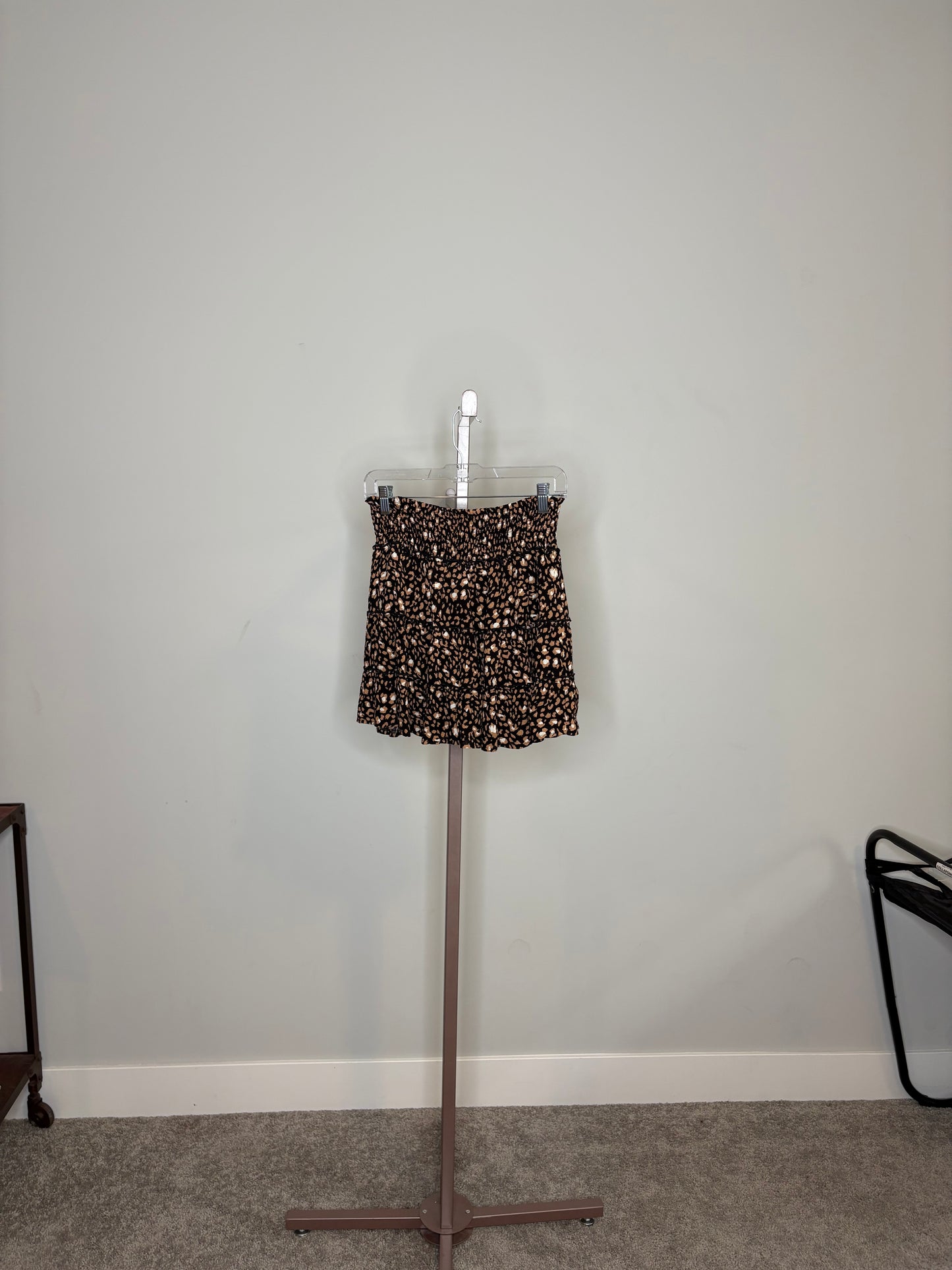Black Cheetah Print Ruffle Skort
