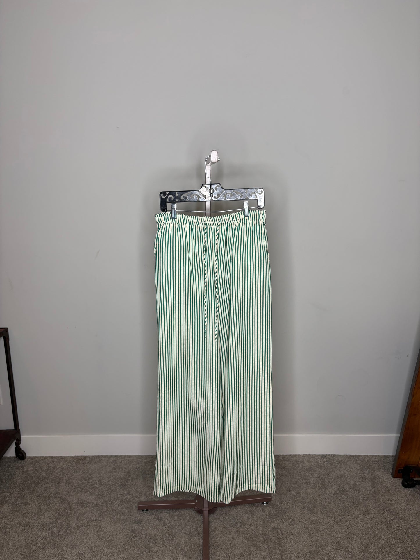 Green and white beachy pants
