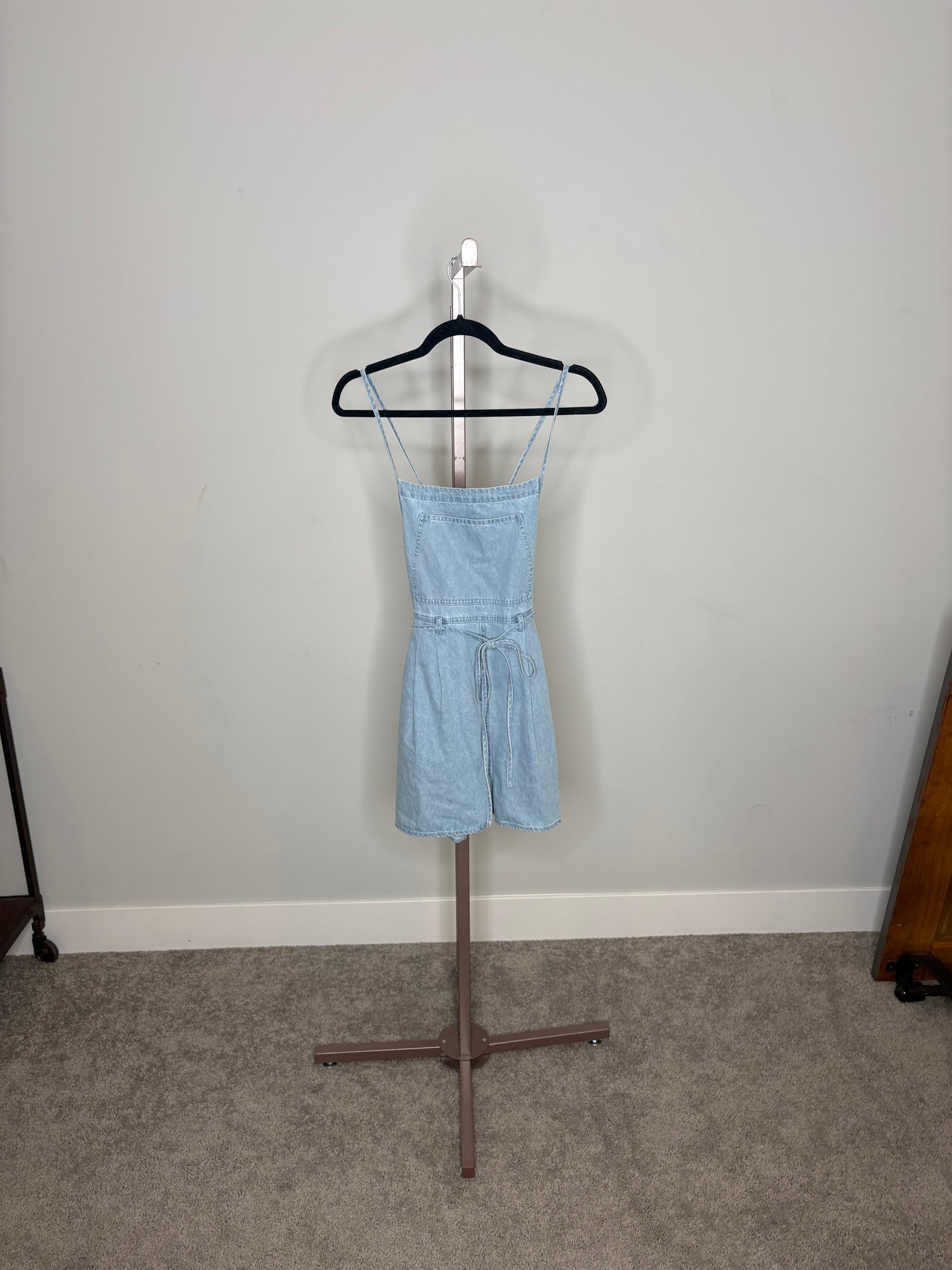 denim short overalls