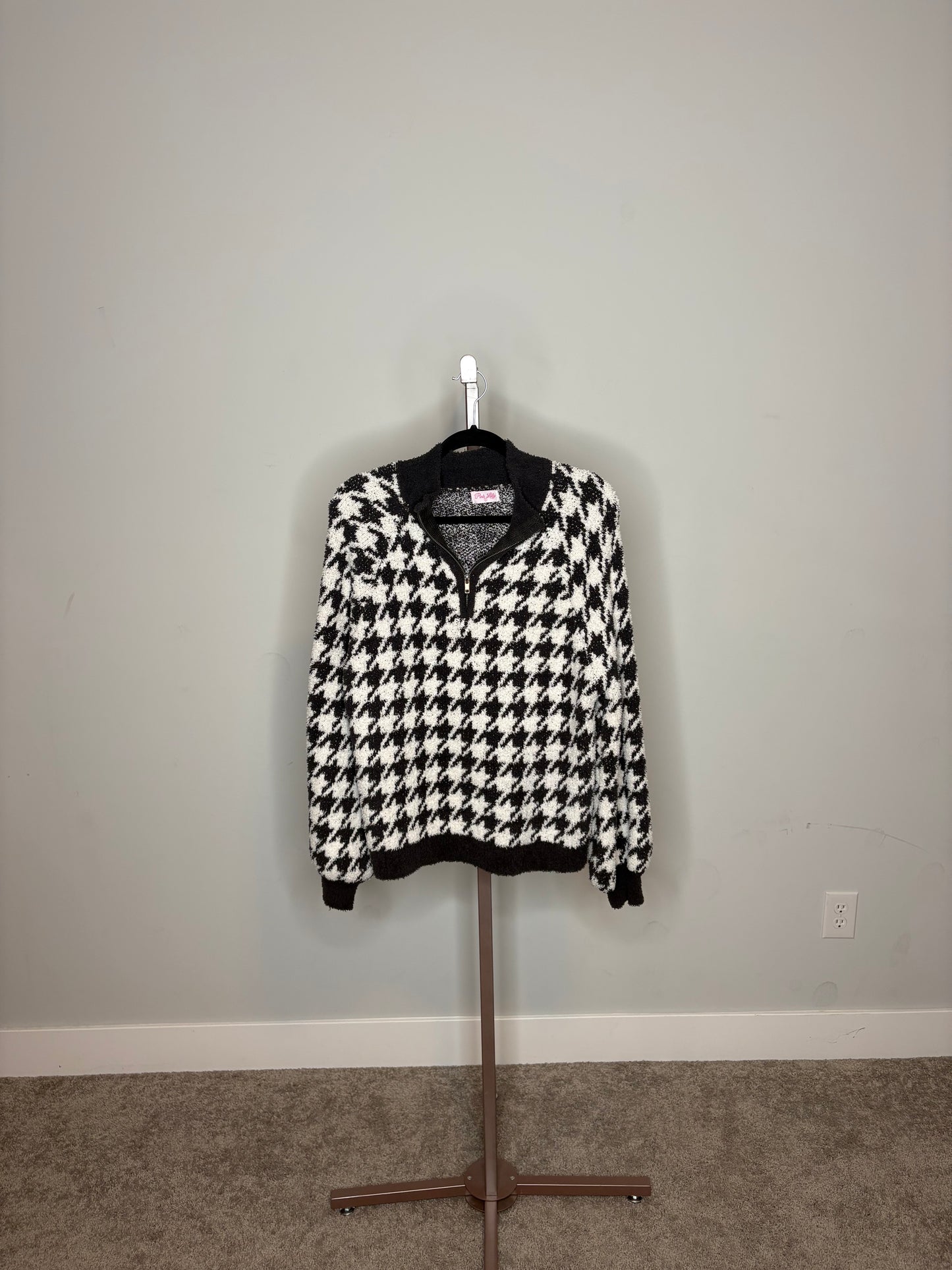 black and white sweater quarter zip