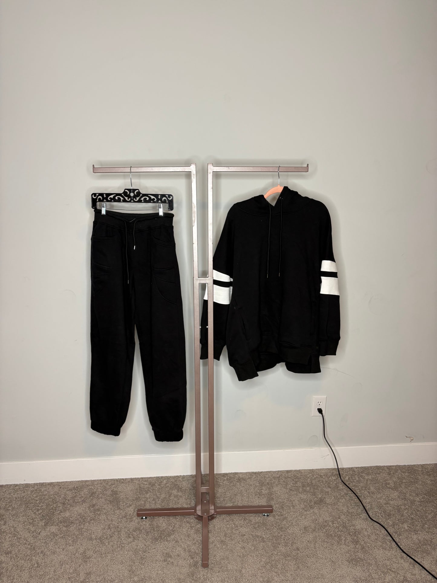 black sweatsuit set