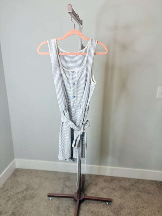 Blue and White Striped Romper