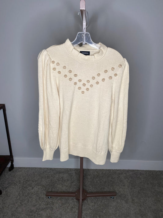 Creme Sweater with Pom Poms