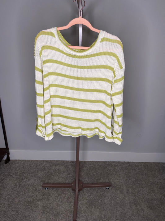 White and Green Striped Sweater