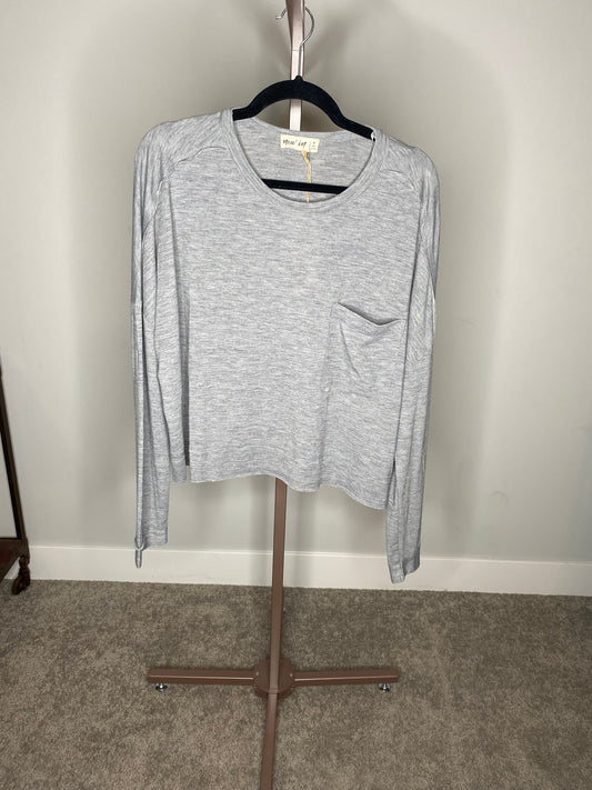 Light Grey Pocket Long Sleeve Top