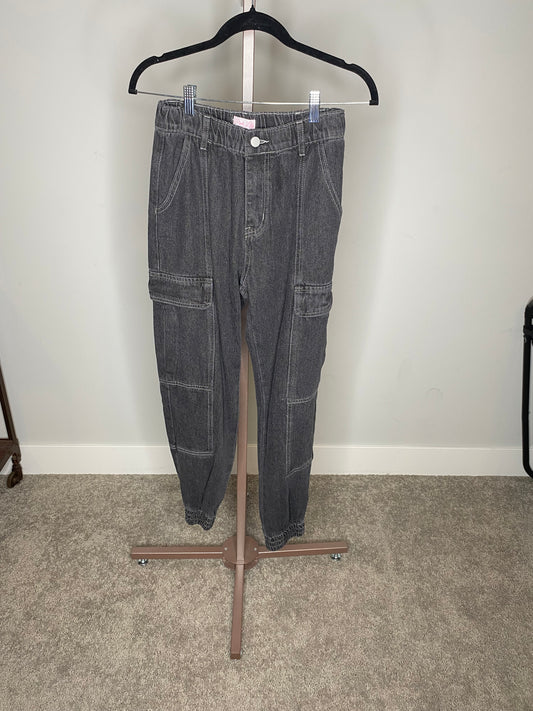 Black Washed Jean Cargo Pants