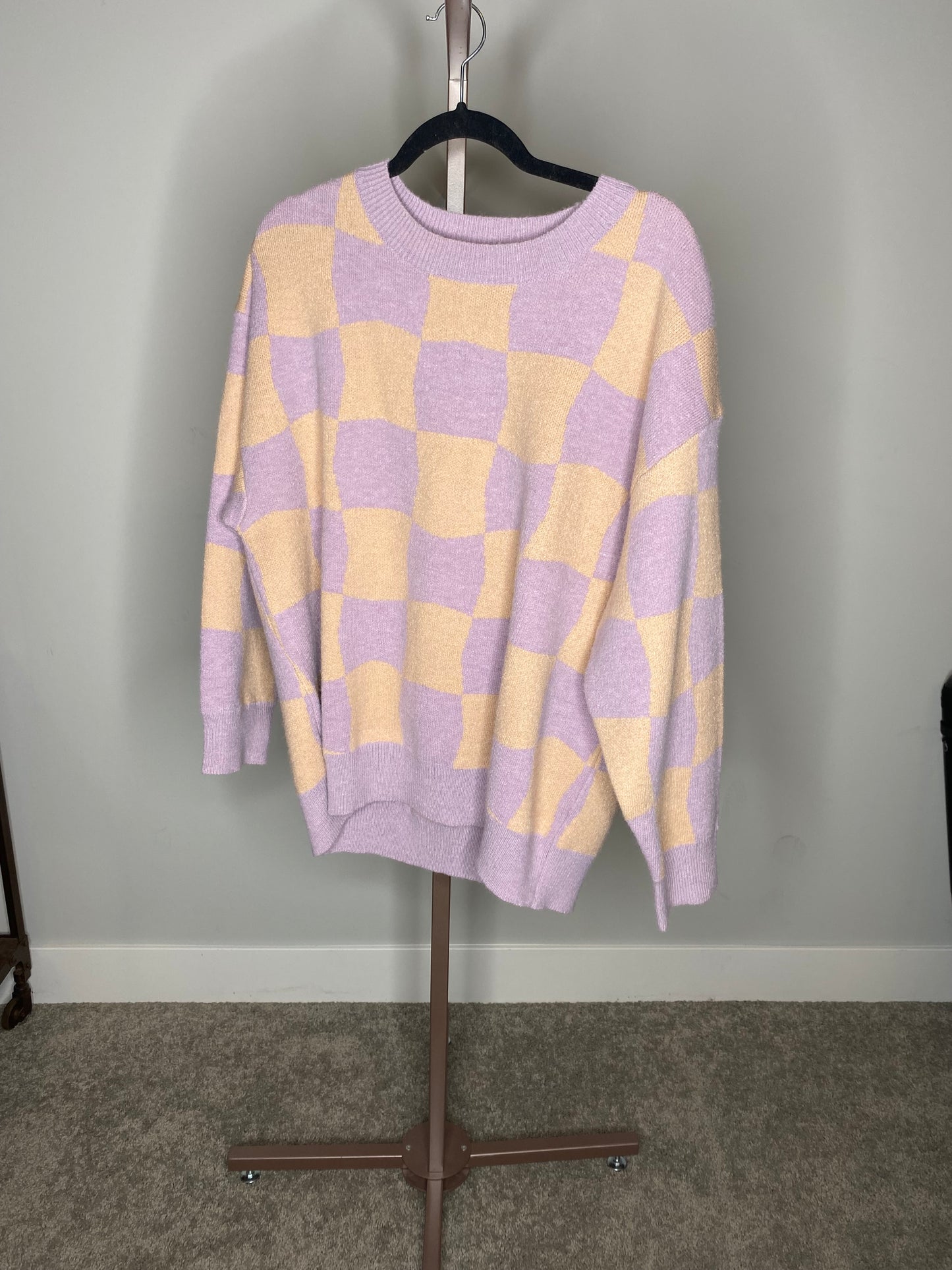 Purple and Orange Checkered Sweater