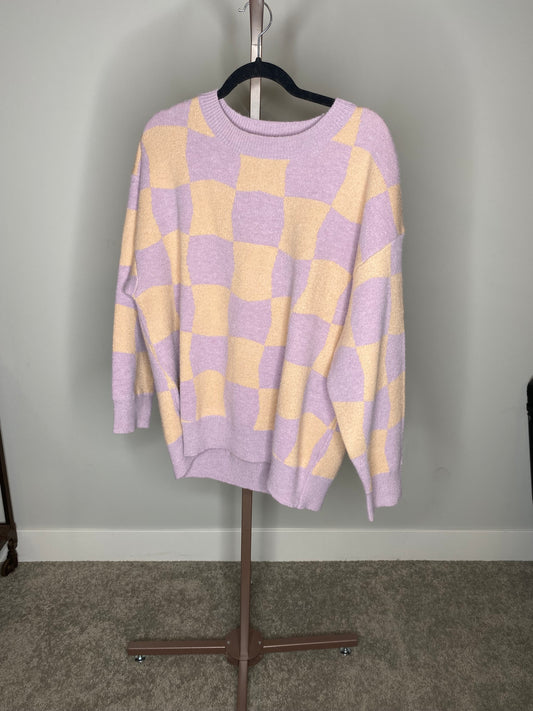 Purple and Orange Checkered Sweater