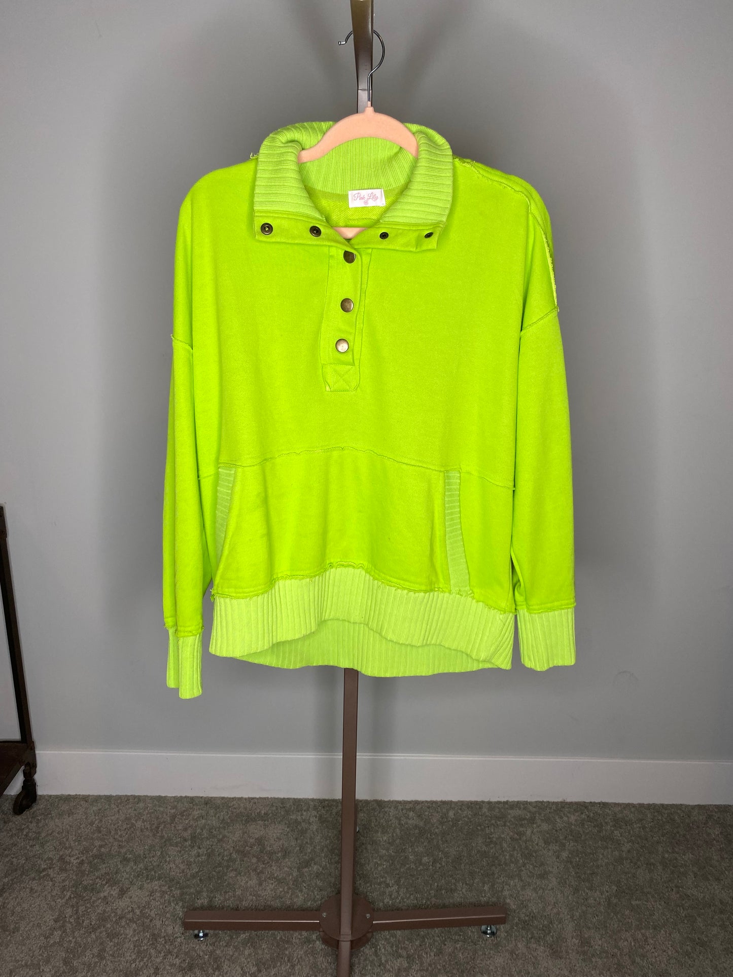 Lime Green Button Up Sweater