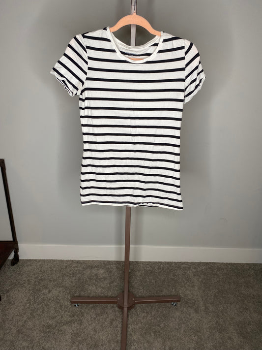 Black and White Striped Short Sleeve Top