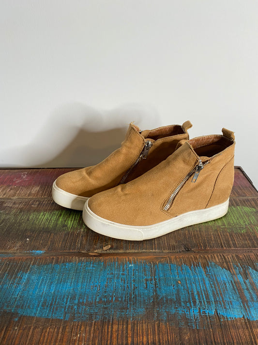 Tan High Top Zip Up Sneakers