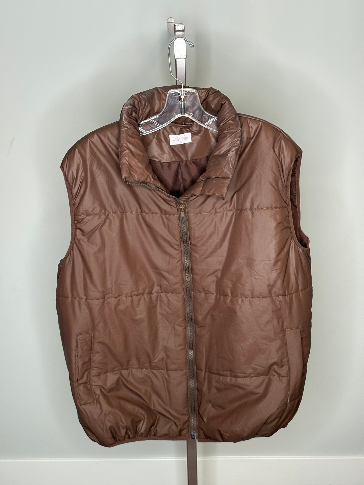 brown puffer vest