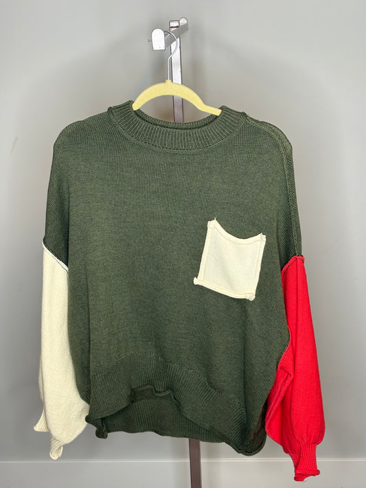 green high low sweater