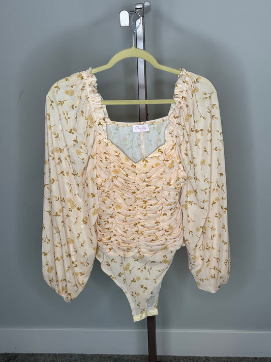 floral ruched body suit