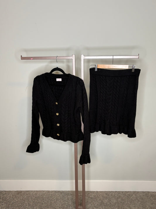 black sweater skirt set