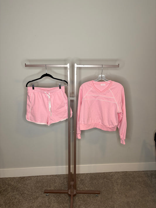 pink shorts and long sleeves set