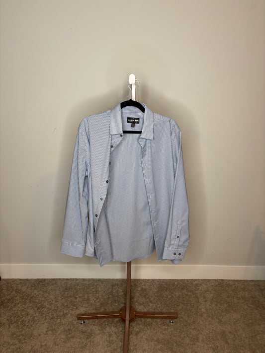 Blue and Whiter Express button up