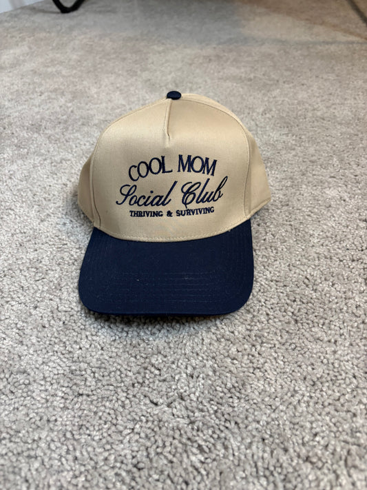 tan and blue "COOL MOM" hat