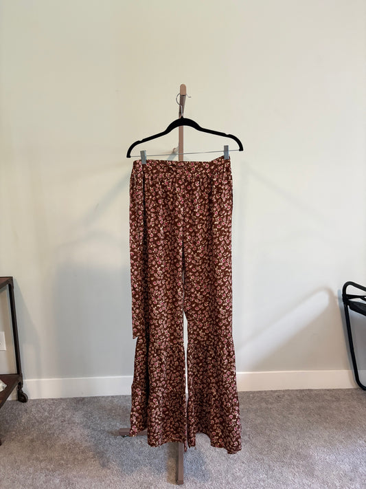 Brown Floral Pants
