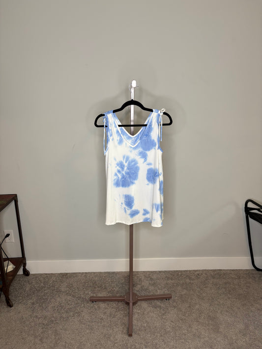 Blue and White Tie Dye Tank Top
