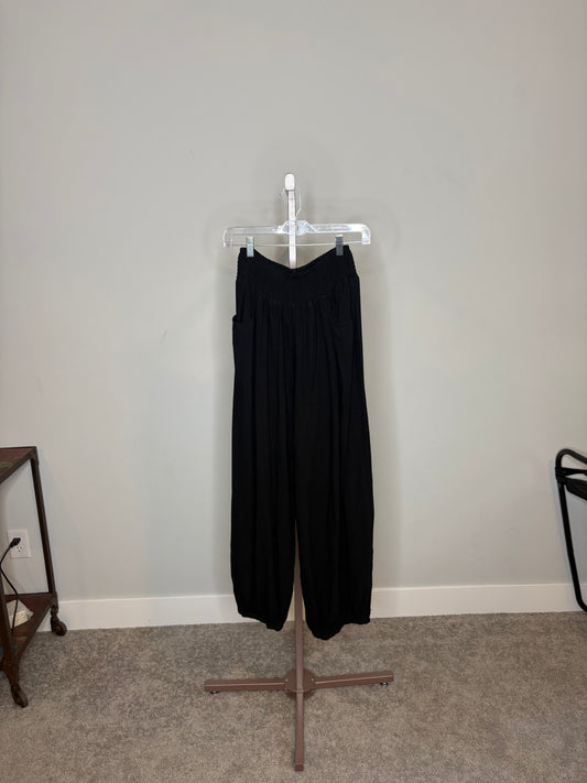 Black linen beach pants