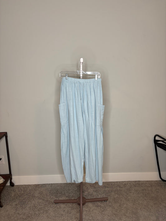 Blue linen beach pants