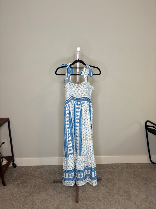 Blue and white beach maxi dress