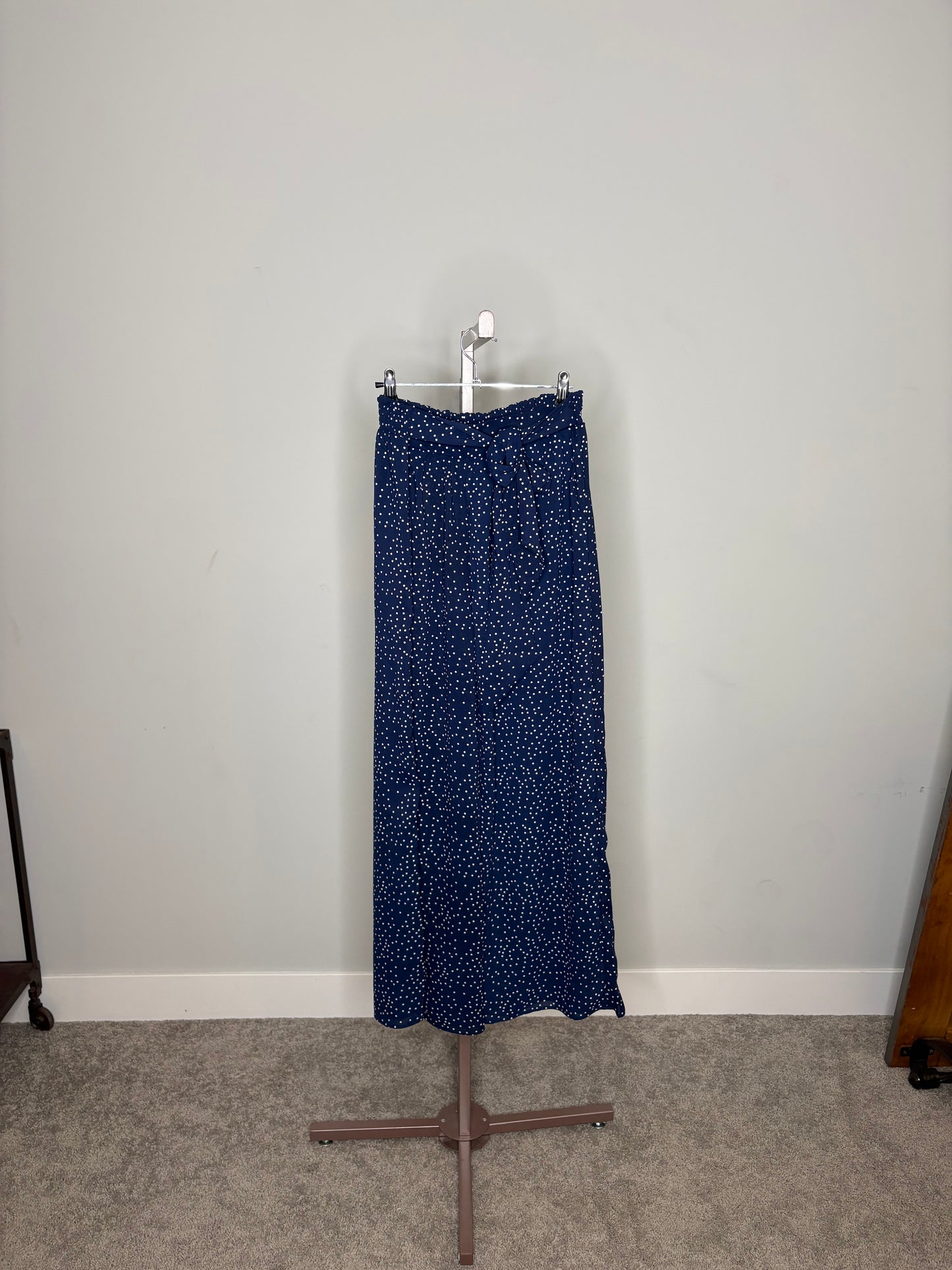 navy polka dot dress pants