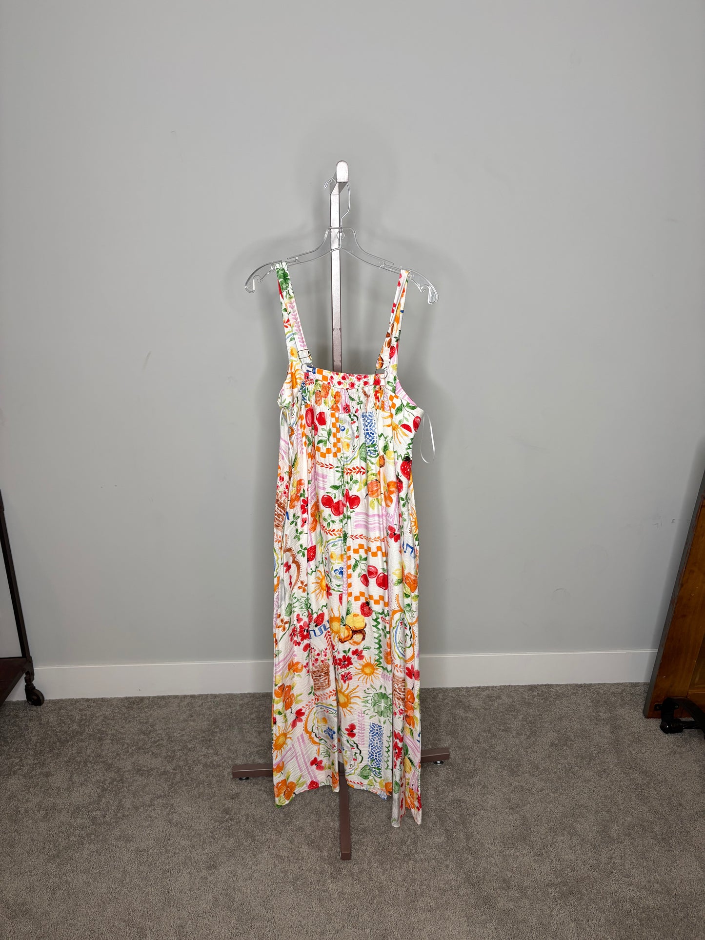 white multicolor floral summer dress