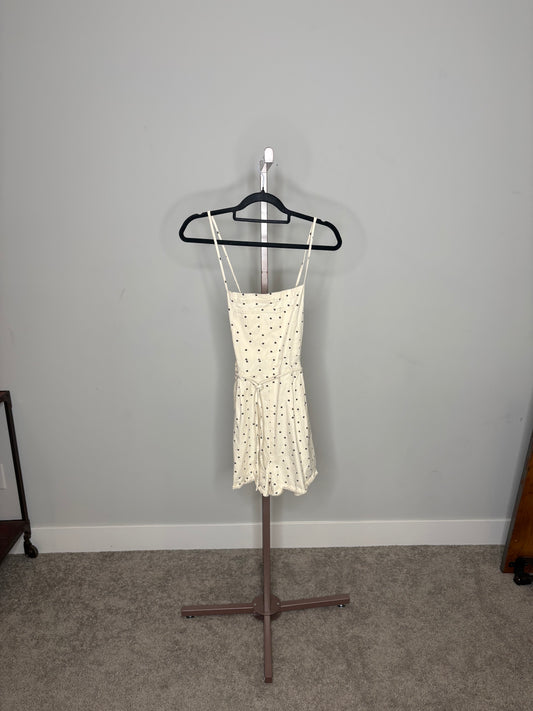 ivory and black polka dot overalls
