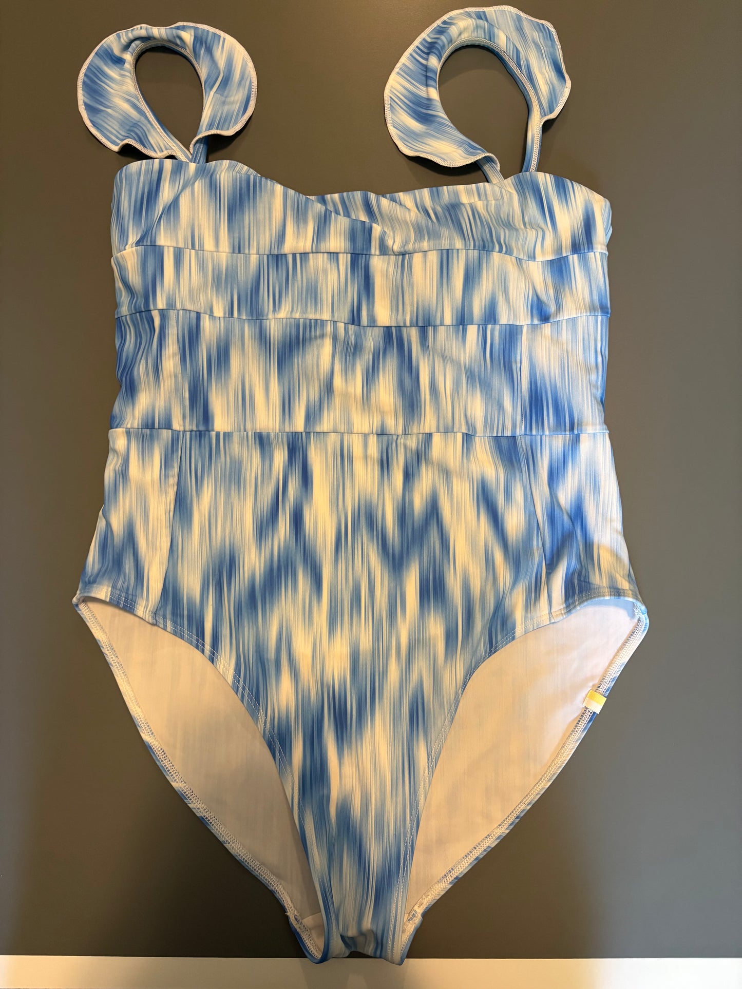 designer Summer Salt Blue and white one piece bathing suit