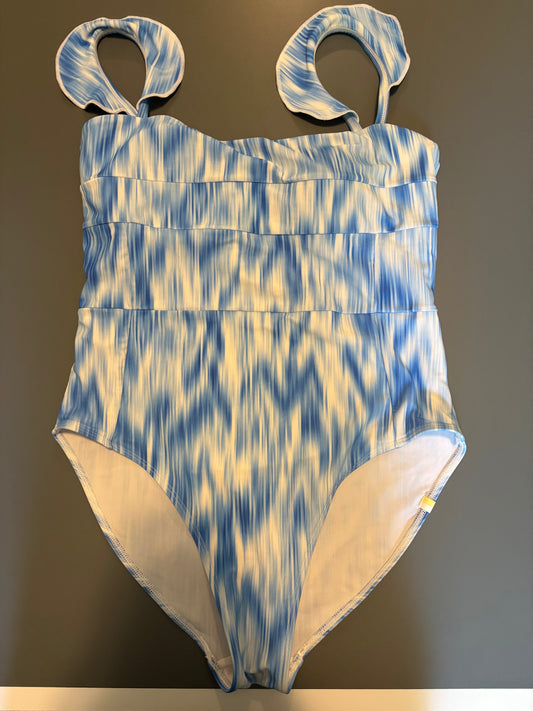 designer Summer Salt Blue and white one piece bathing suit