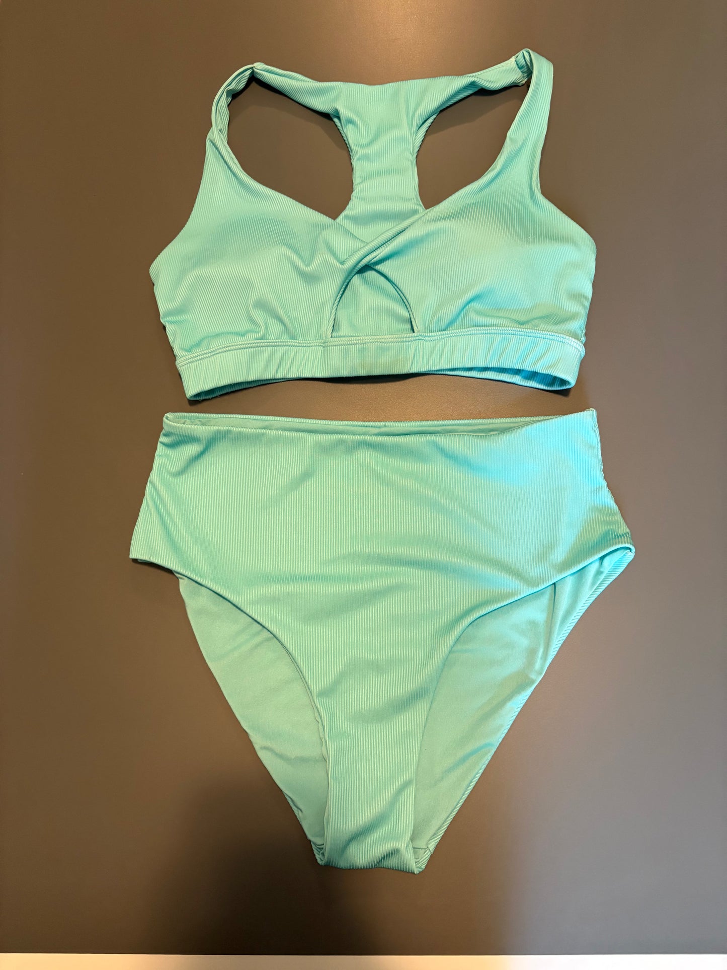 teal two piece bikini