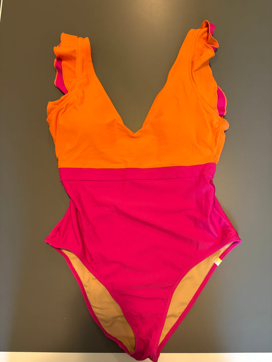 designer Summer Salt orange and pink one piece bathing suit