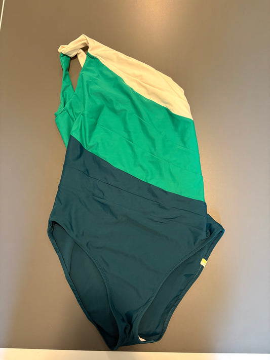 designer Summer Salt white and green one piece bathing suit