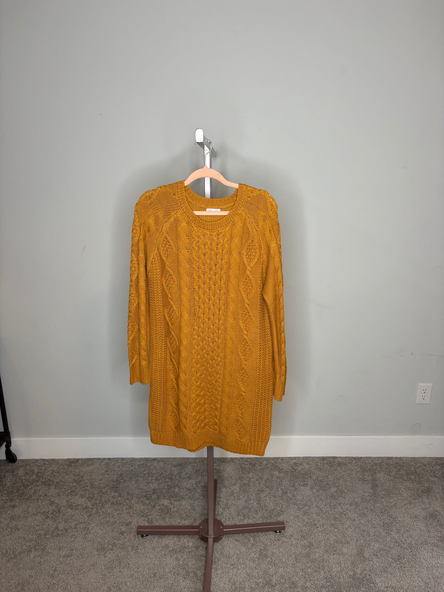 mustard yellow sweater dress
