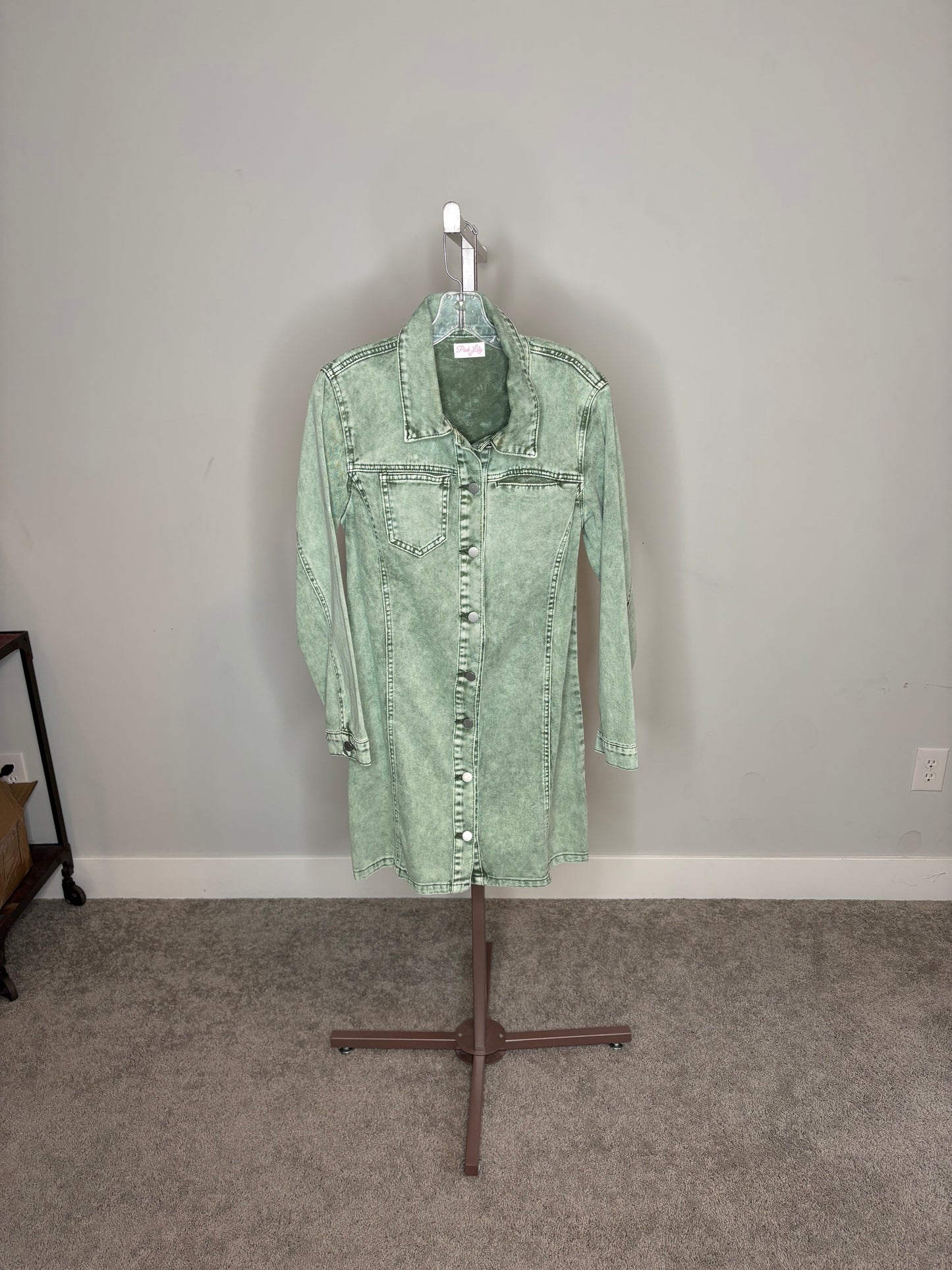 green denim dress