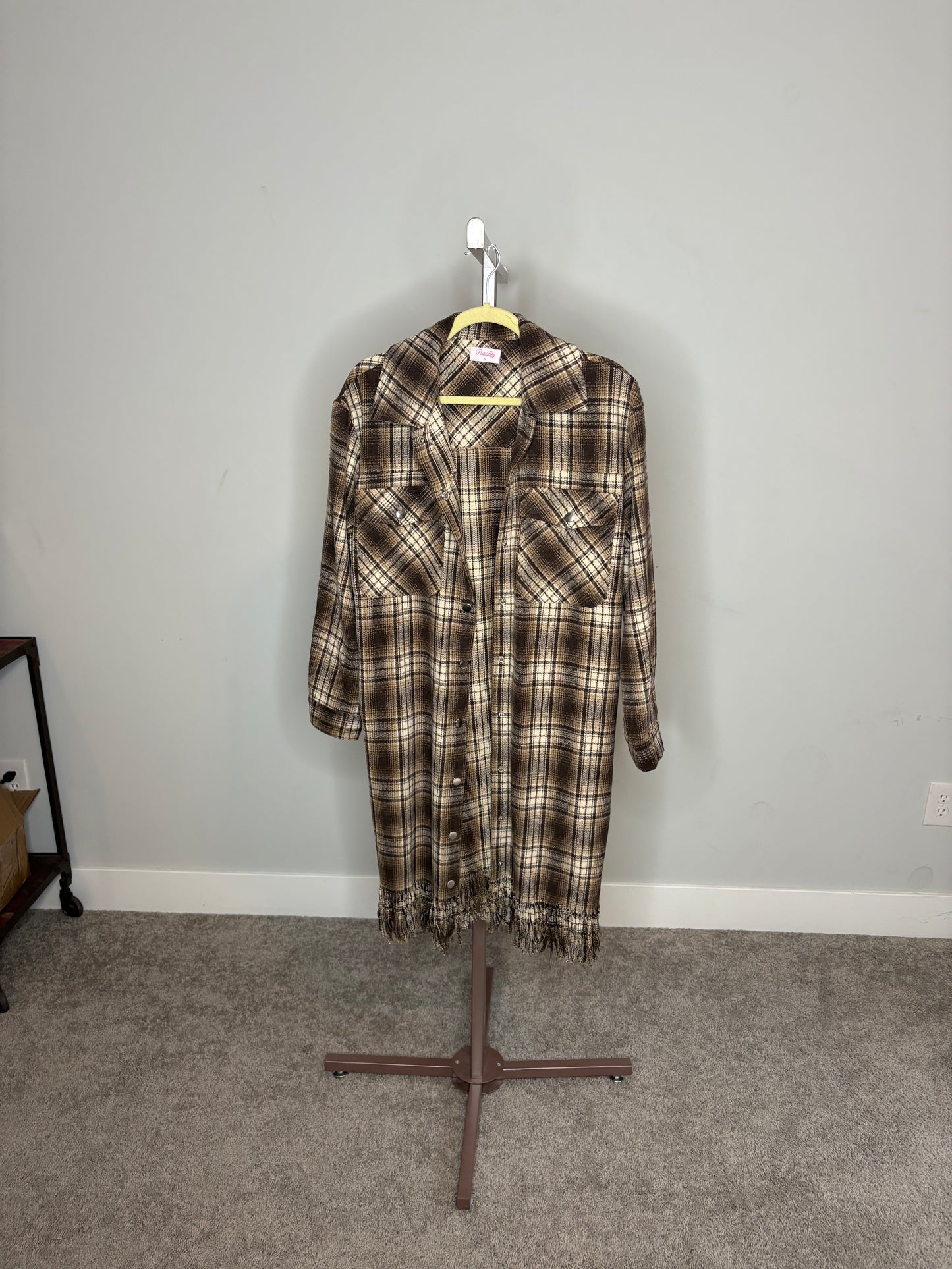 brown flannel shaket duster