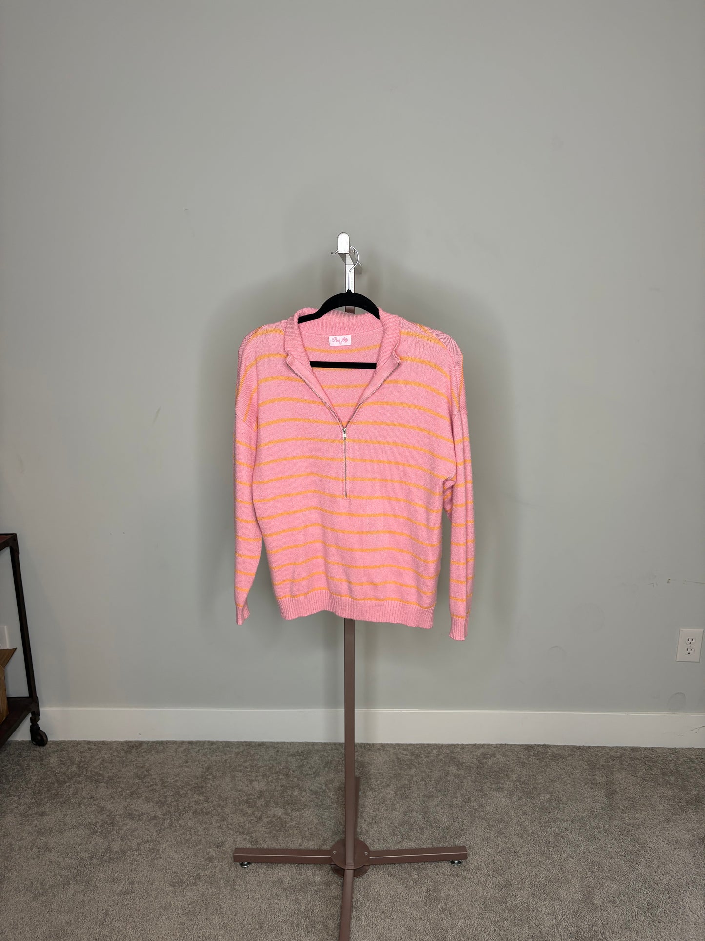pink and orange sweater pullover