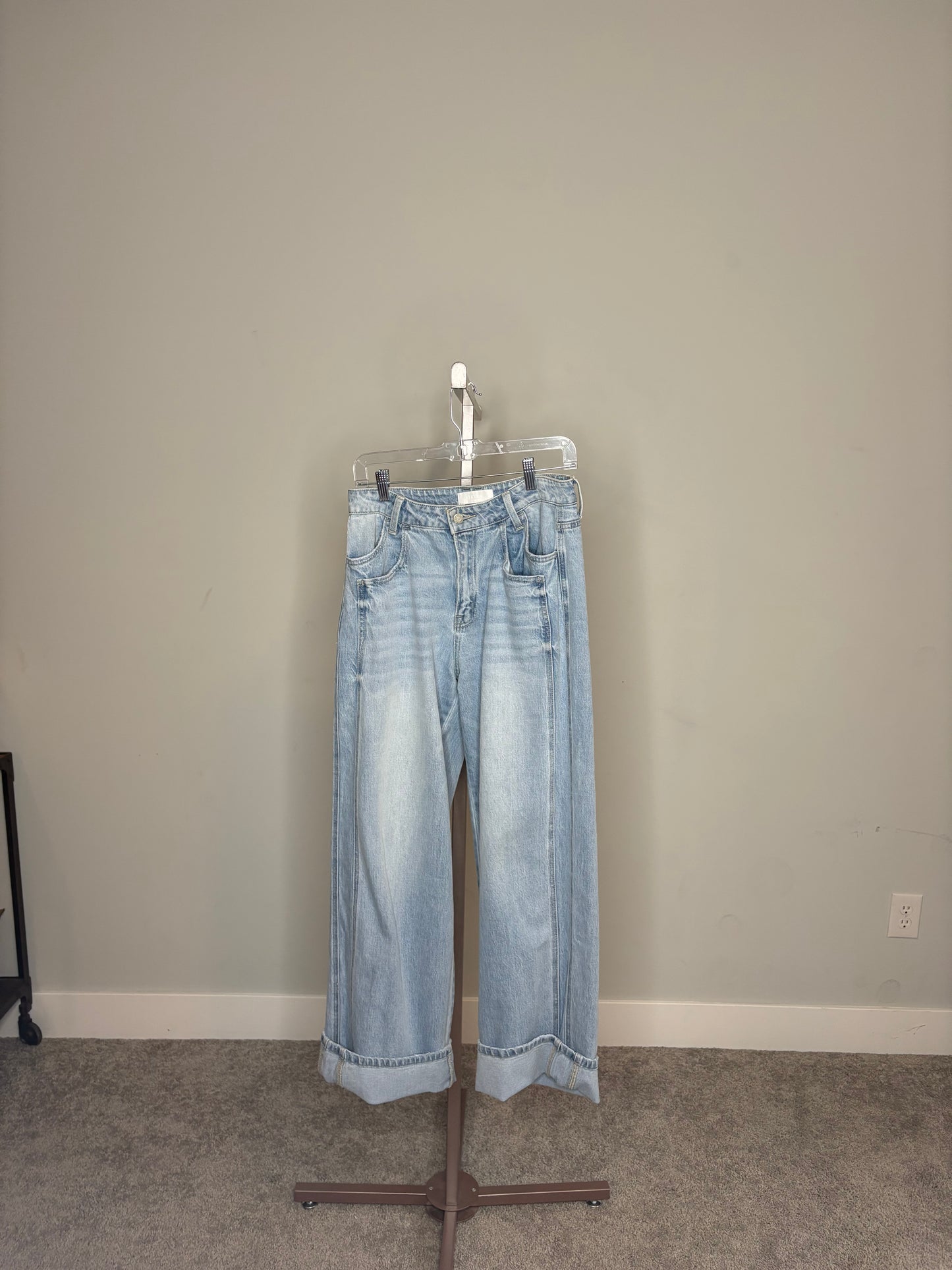 light washed blue jeans