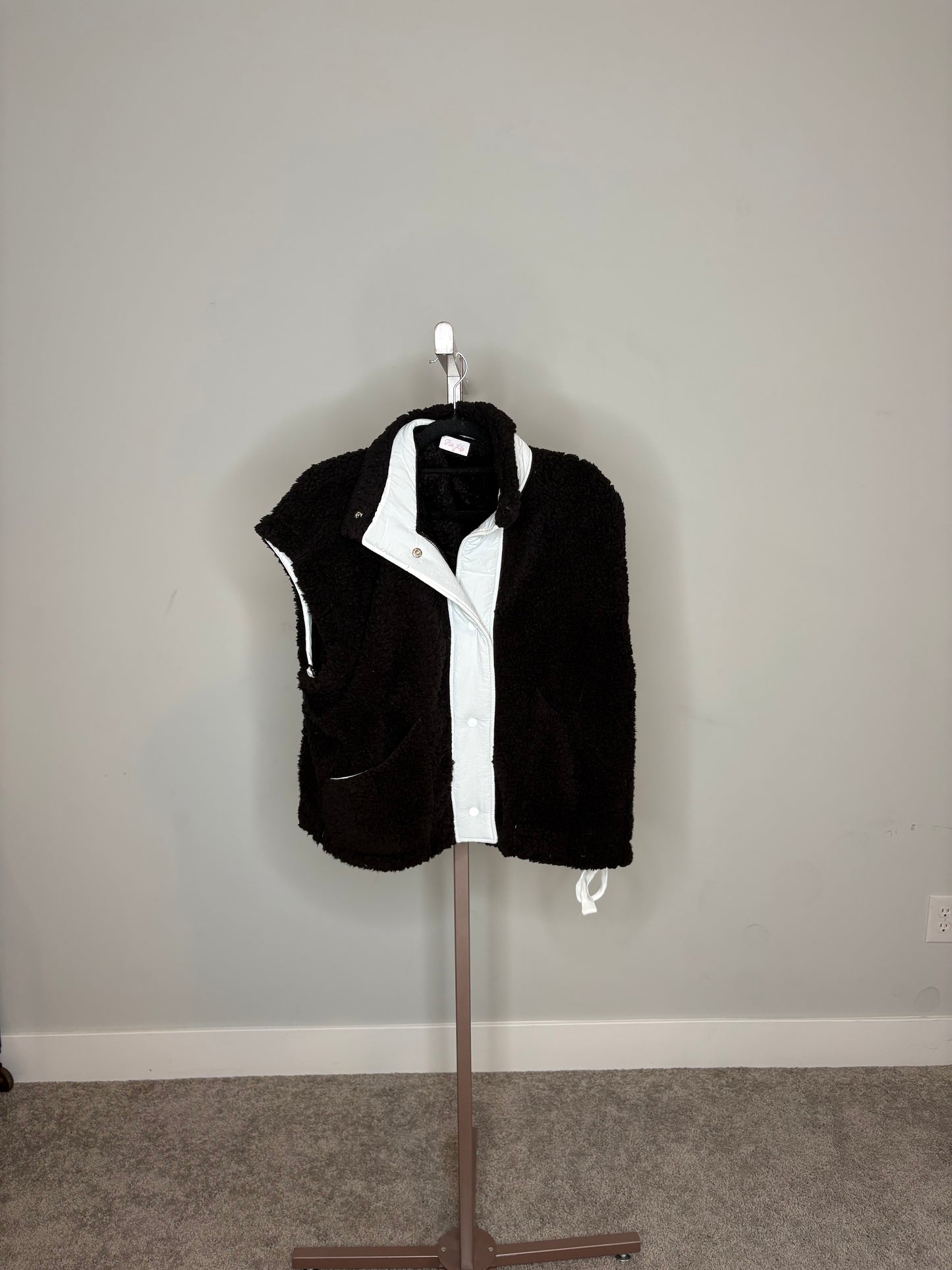 black sherpa vest
