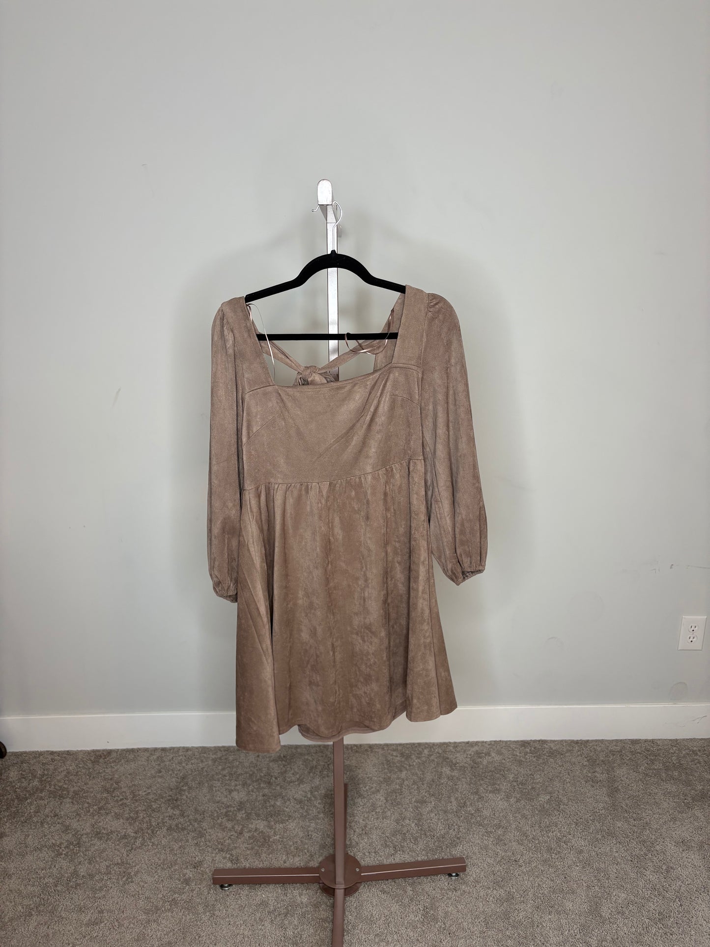 brown faux suede dress