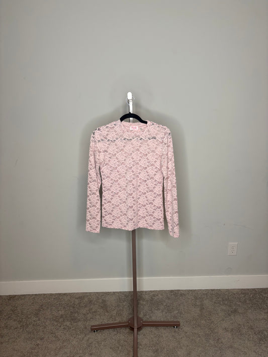 pink lace mock top